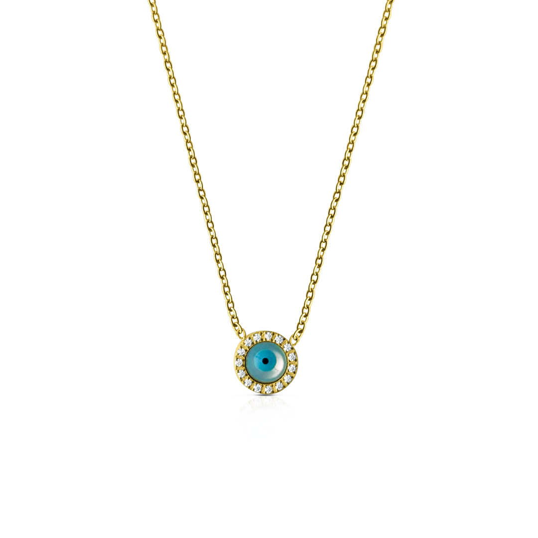 Halo Evil Eye Necklace - Gold Filled