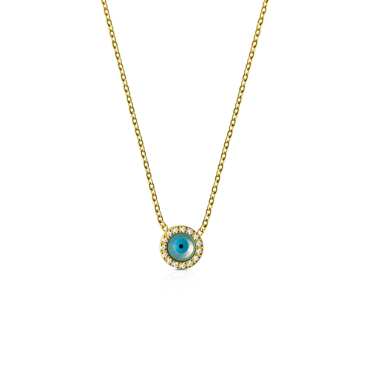 Halo Evil Eye Necklace - Gold Filled