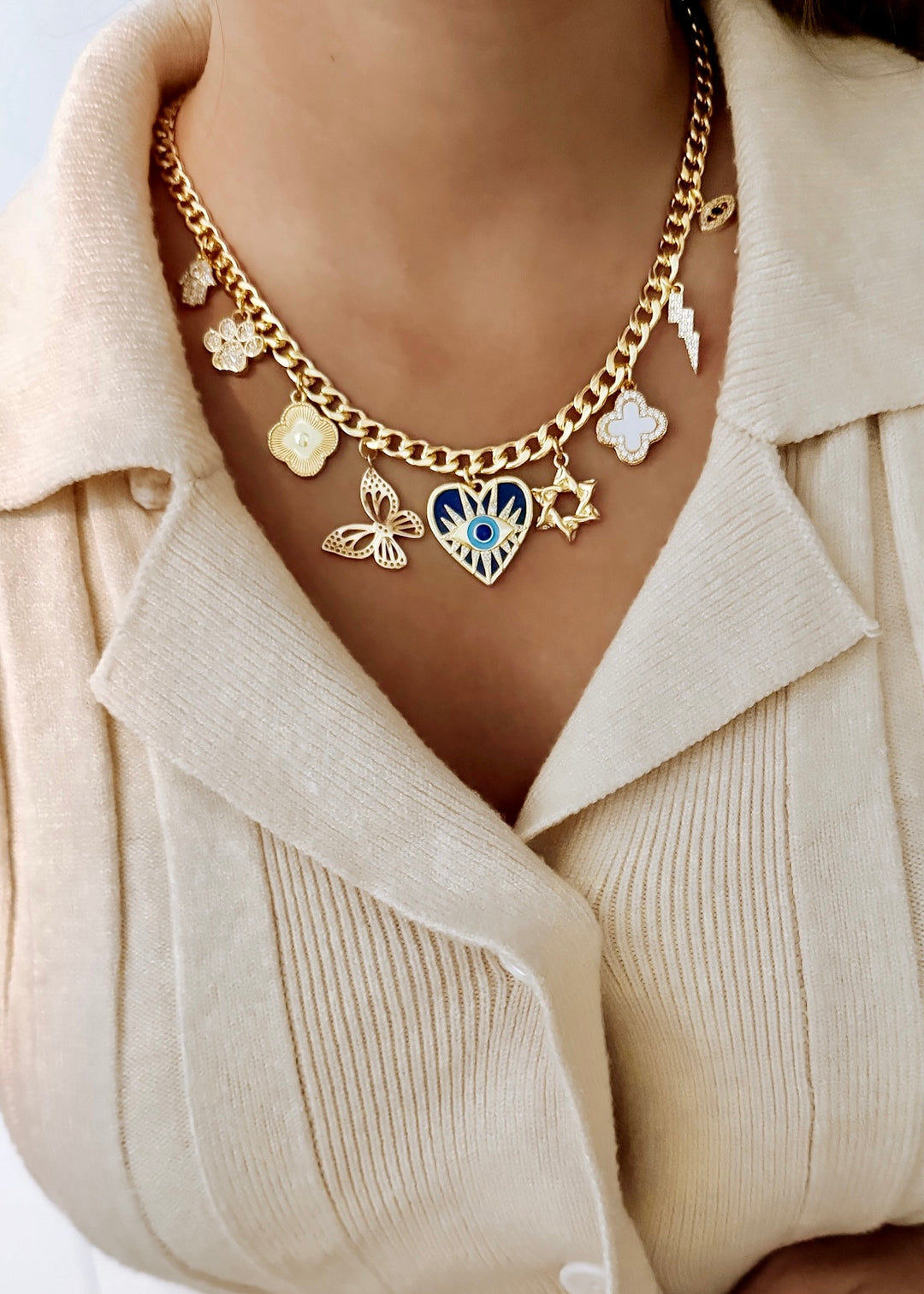 Peace & Luck Charm Necklace - One of a kind