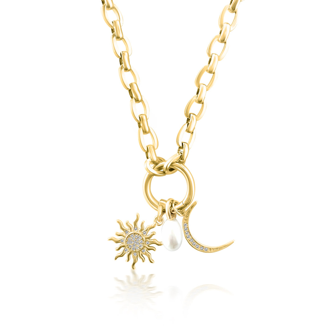 Celestial Light Sun & Moon Necklace - Gold Filled