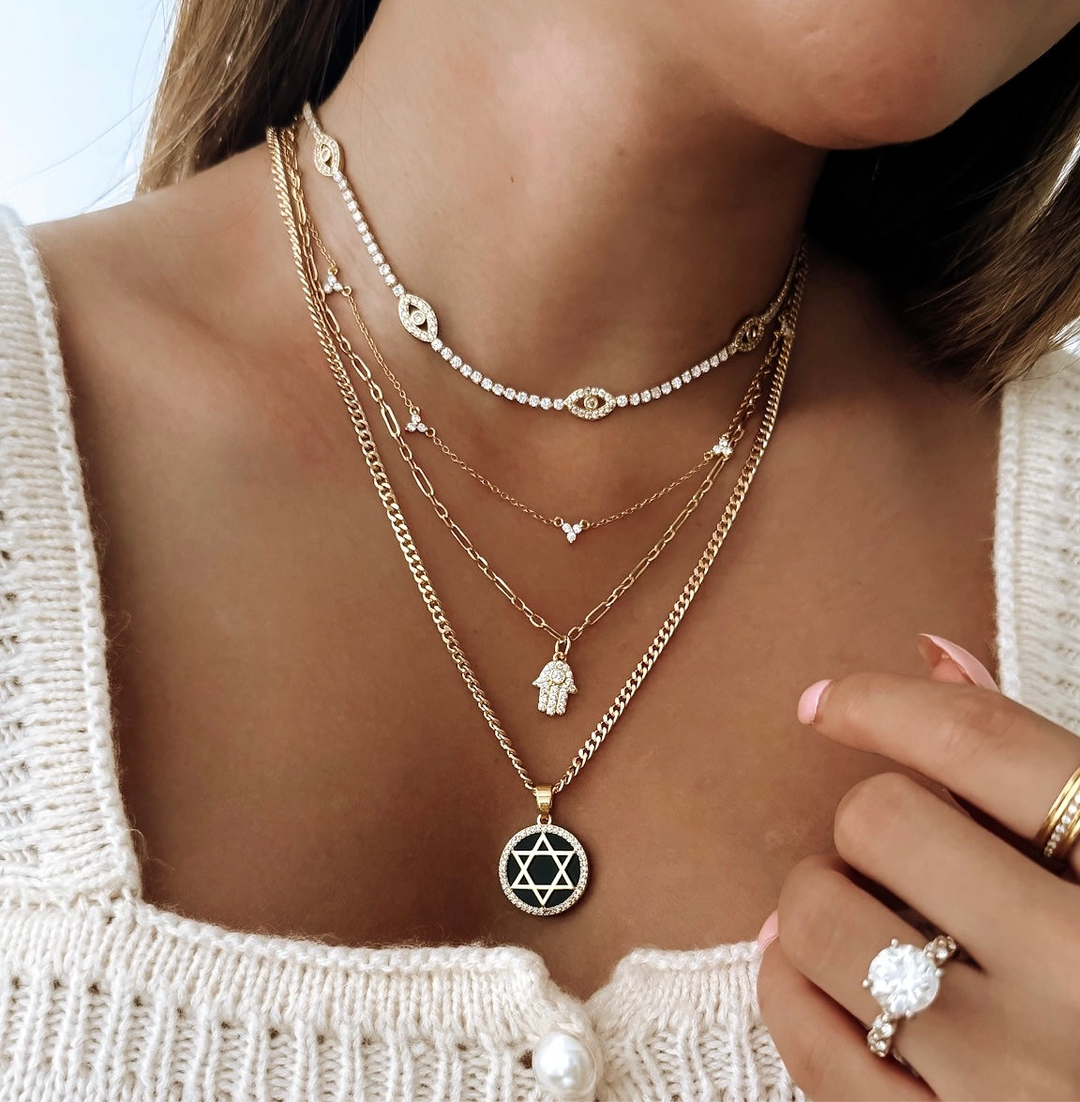Gemstone Star of David Set - Gold Filled
