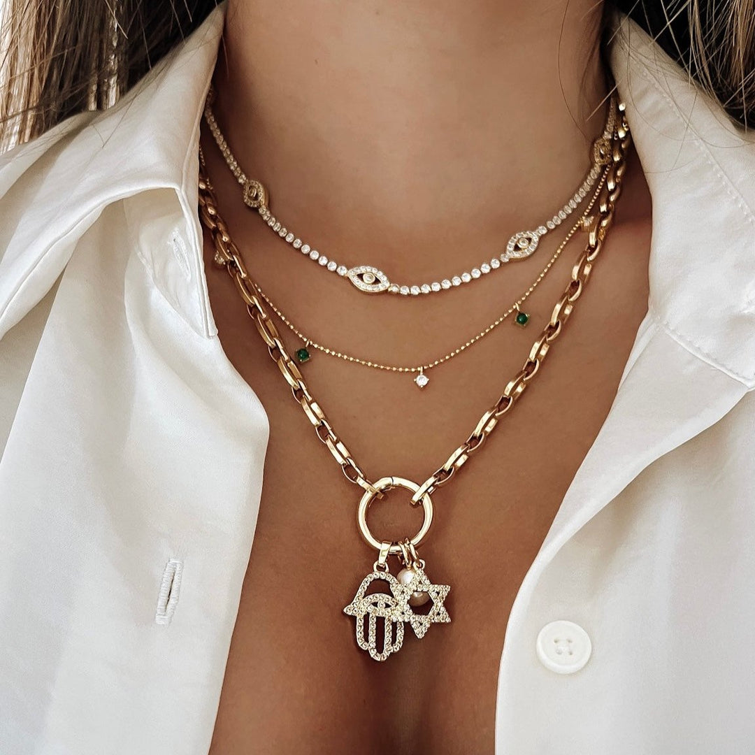 Star of David & Hamsa hand 3 necklace Set
