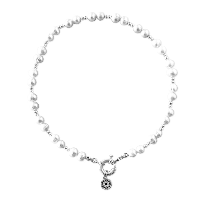Evil Eye Pearl Necklace - Gold Filled