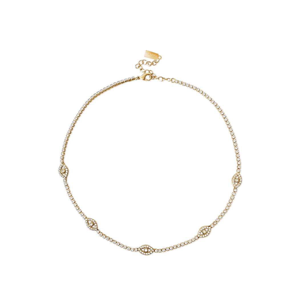 Evil Eye Diamond Choker - Gold Filled