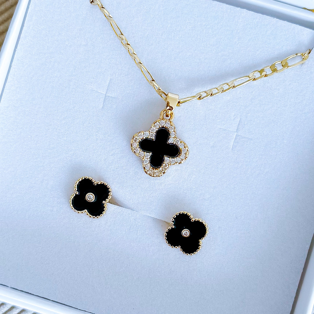 Double side Luck Necklace + Earrings Gift Set