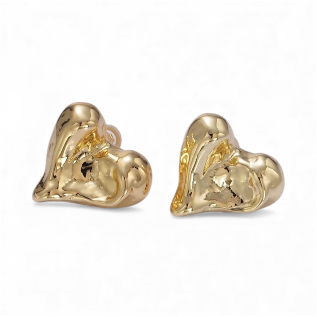 Holiday Melting Heart Earrings - Gold Filled
