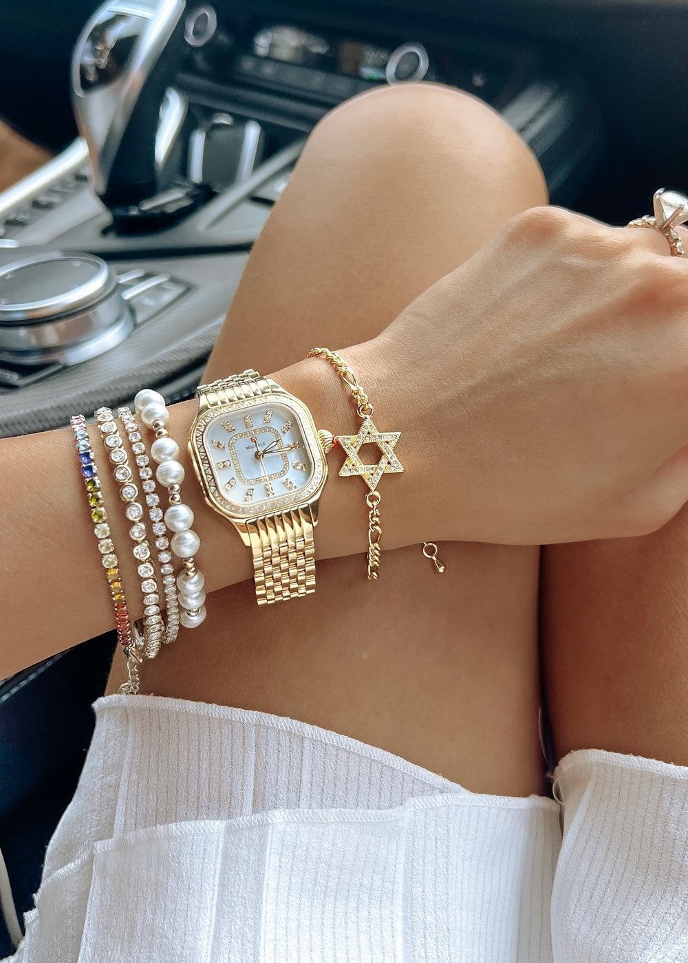 Diamond Star of David bracelet Gold Filled