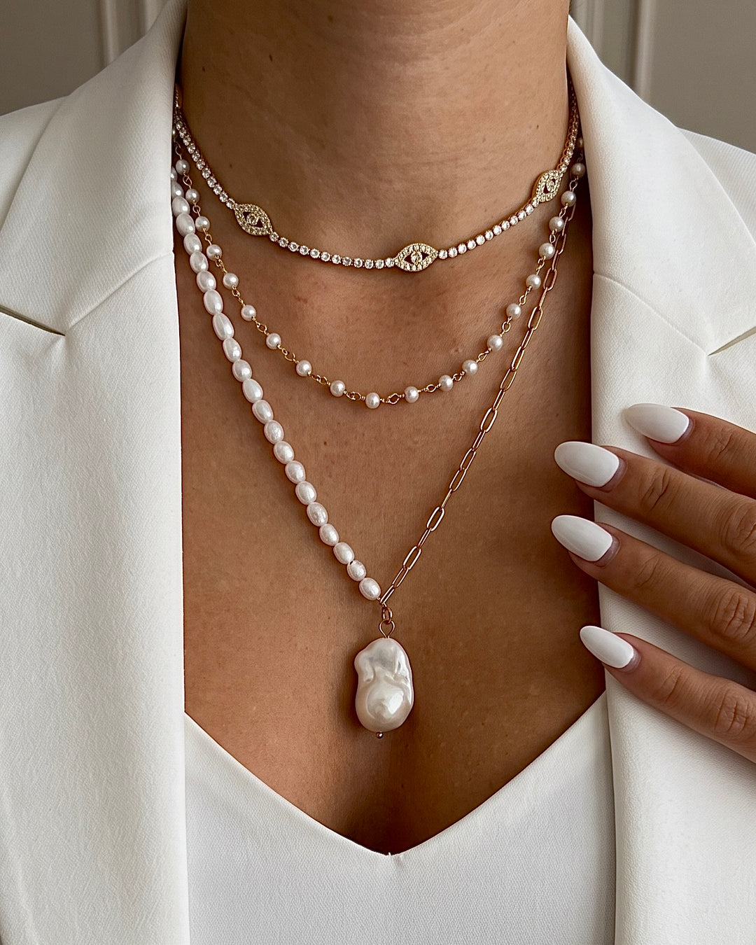 Evil Eye & Pearl Lover Set - Gold Filled