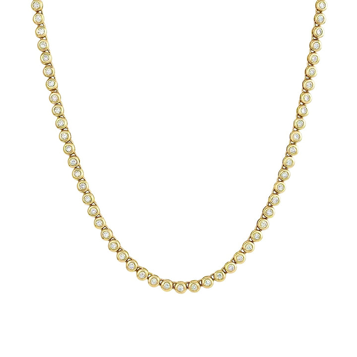 Round Diamond Tennis Chain Necklace - Gold Filled