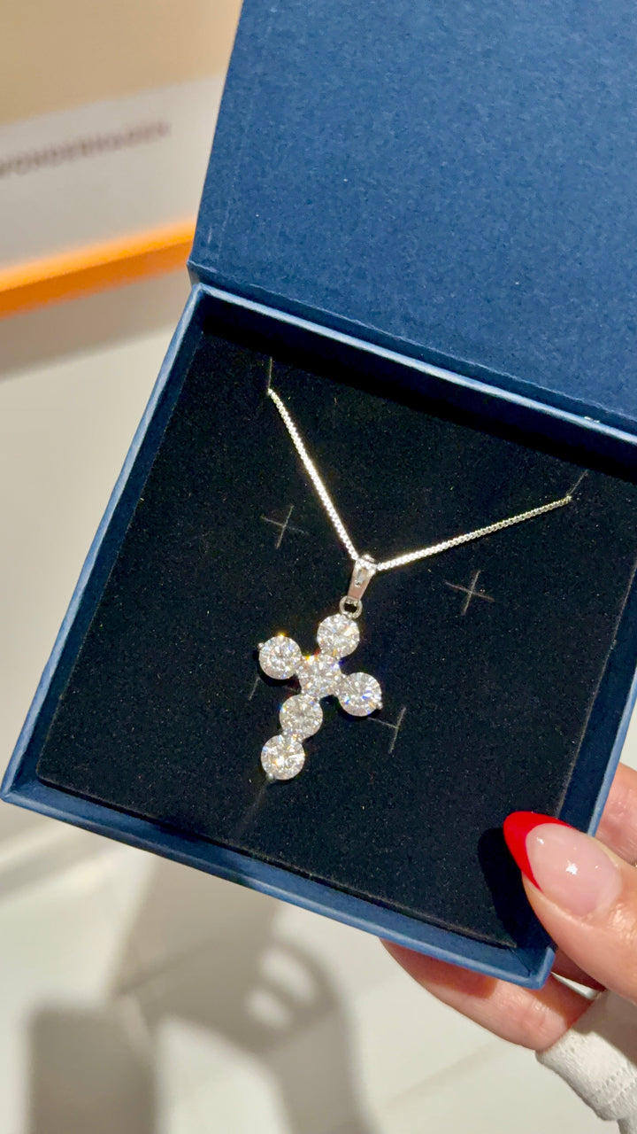 Ice Diamond Cross Necklace - Gold Filled