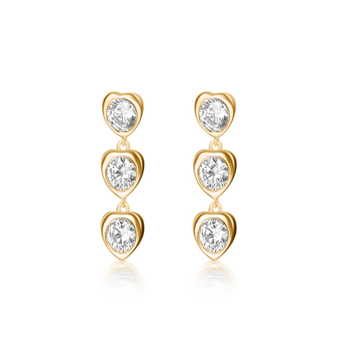 Luxury Triple Heart Earrings - Gold Filled