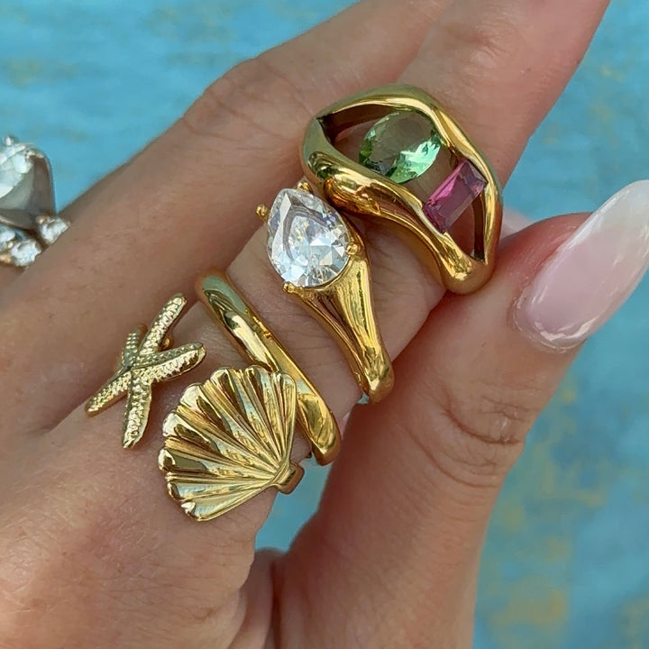 Spring 2 Color Gemstone Ring - Gold Filled