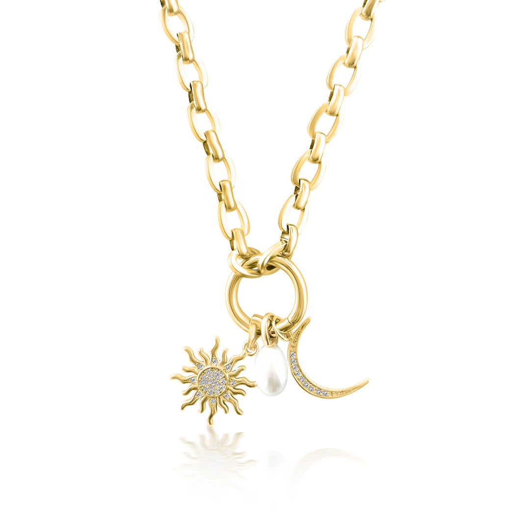 Celestial Light Sun & Moon Charm Necklace