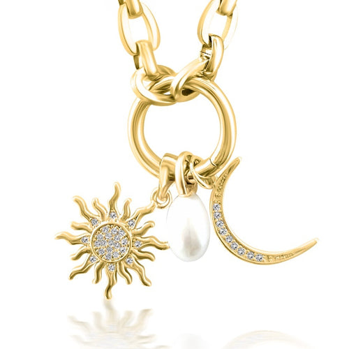 Celestial Light Sun & Moon Charm Necklace