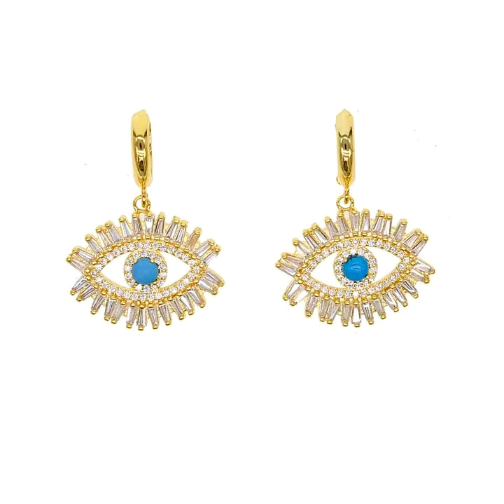 Turquoise Evil Eye Earrings - Gold Filled