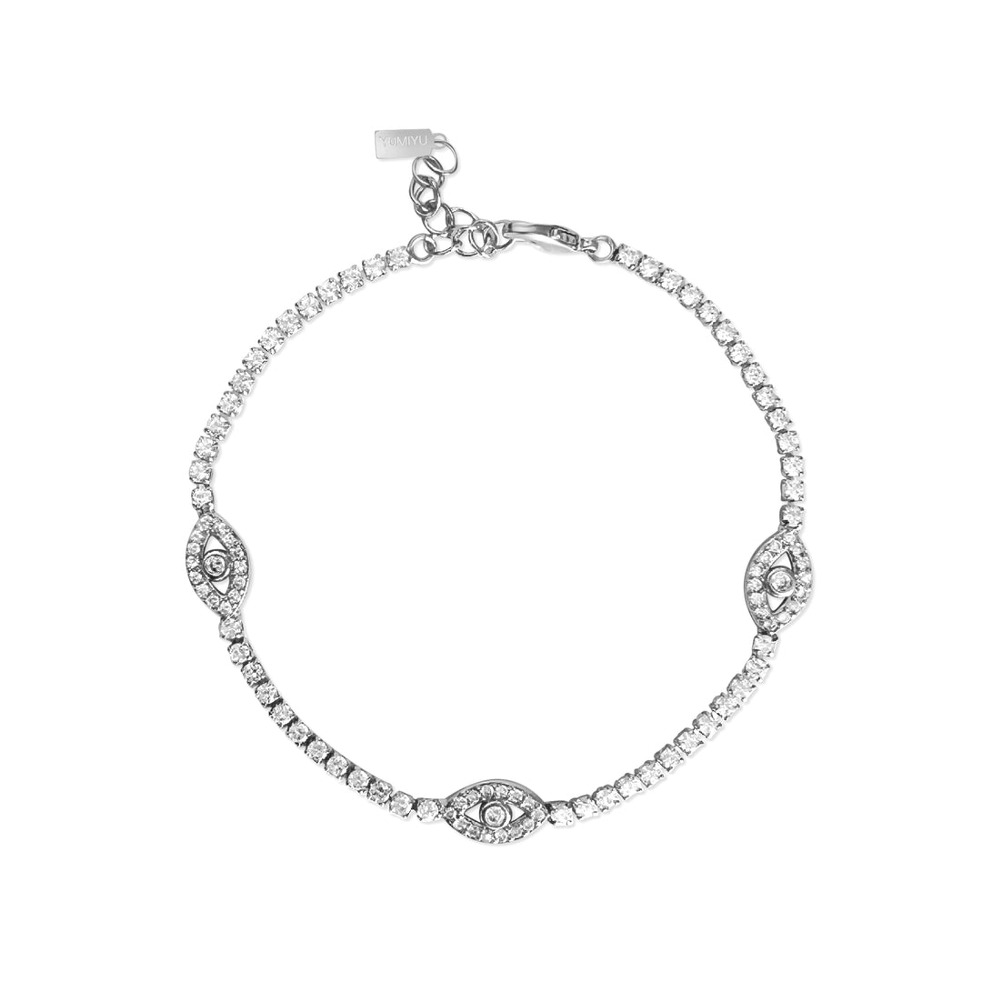 Diamond Evil Eye Bracelet - Silver