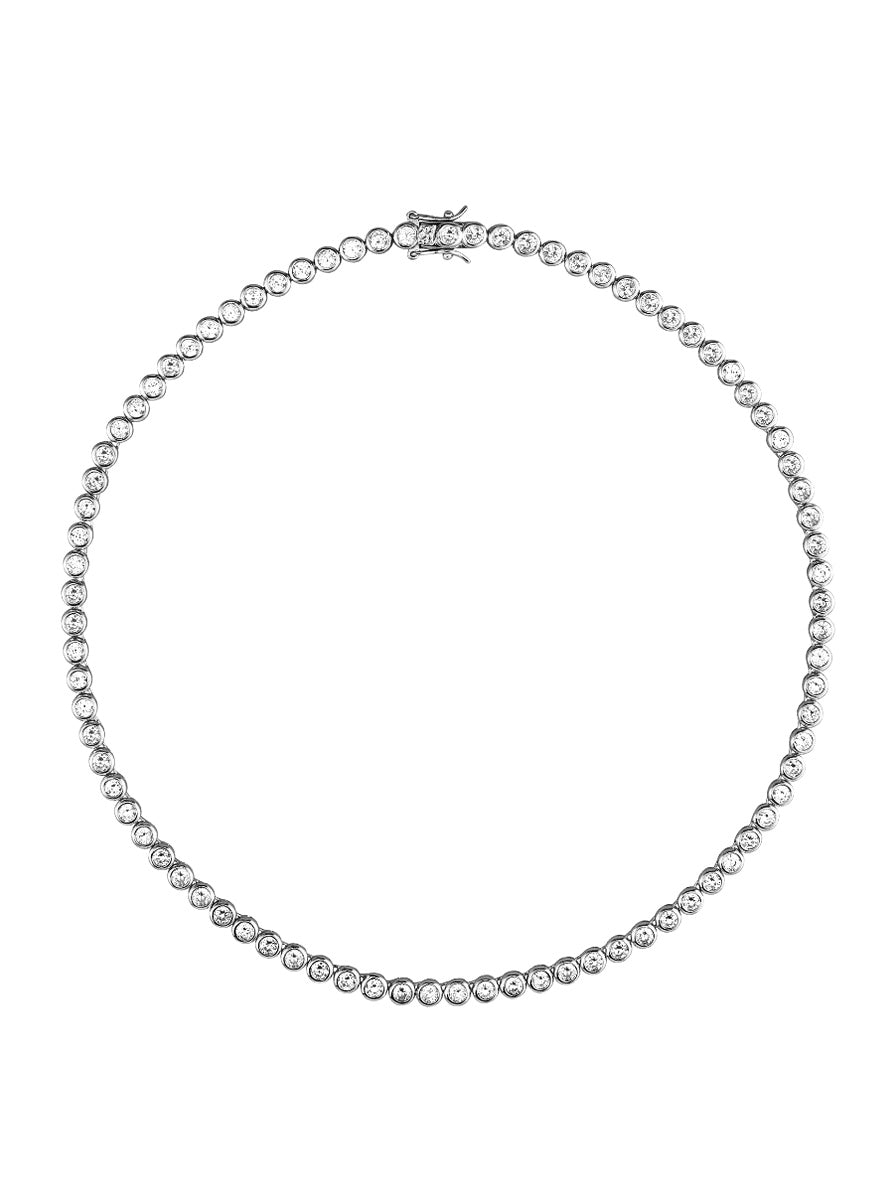 Round Diamond Tennis Chain Necklace - Gold Filled