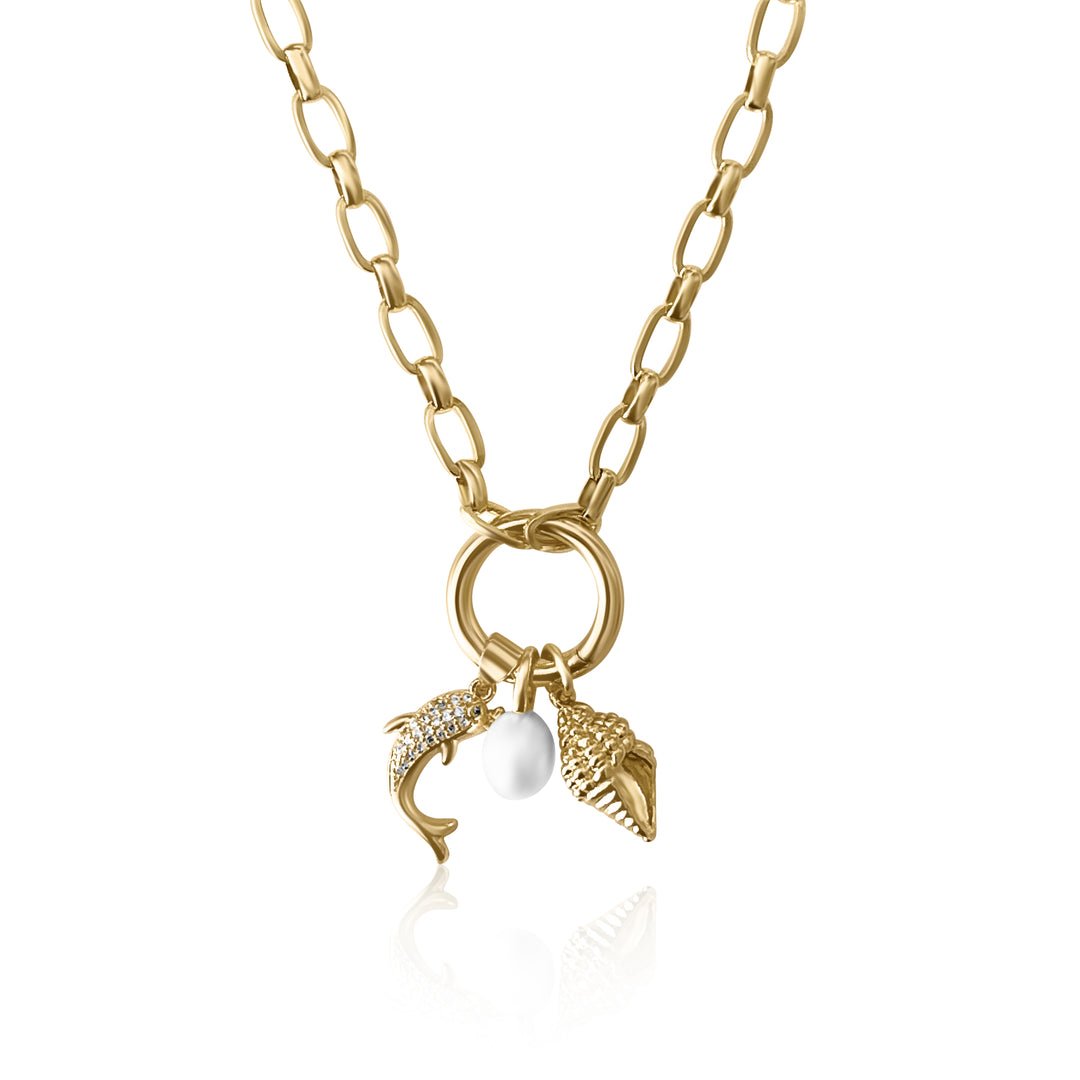 Dolphin & Seashell Charm Necklace