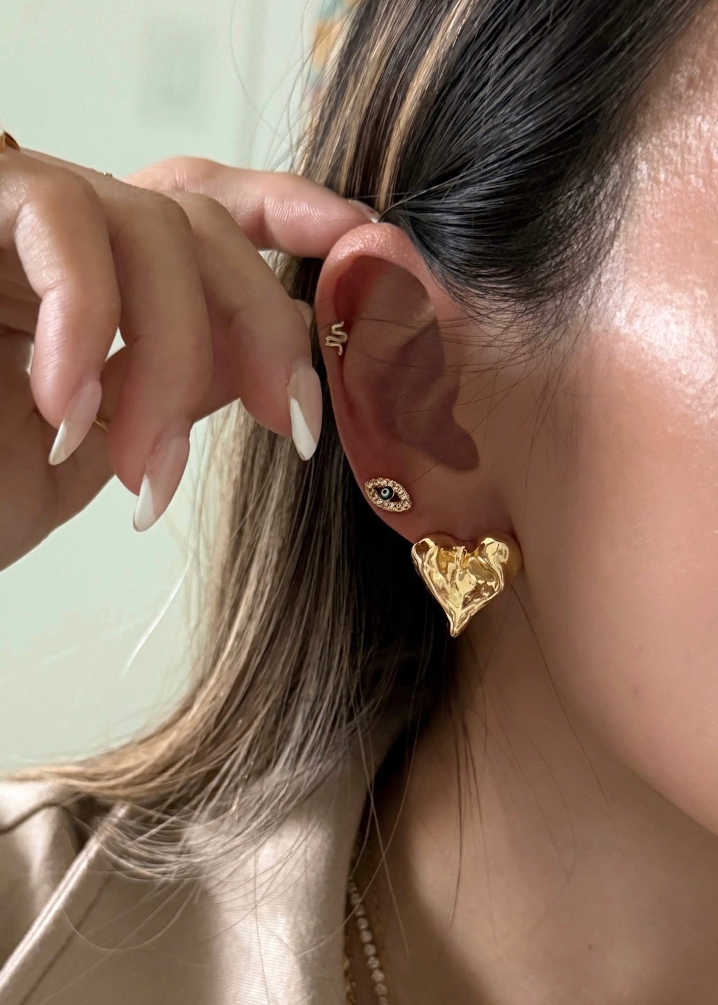 Holiday Melting Heart Earrings - Gold Filled