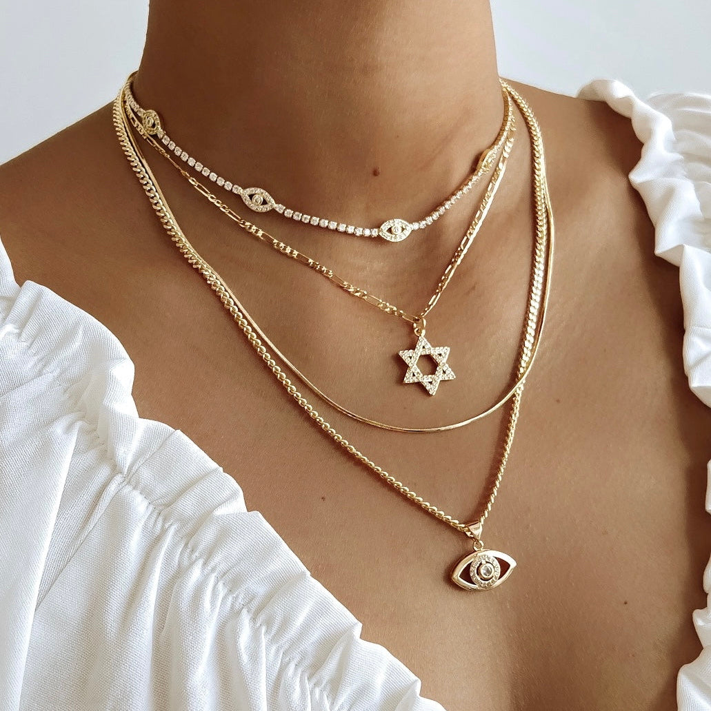 Diamond Star of David Necklace - Gold Filled