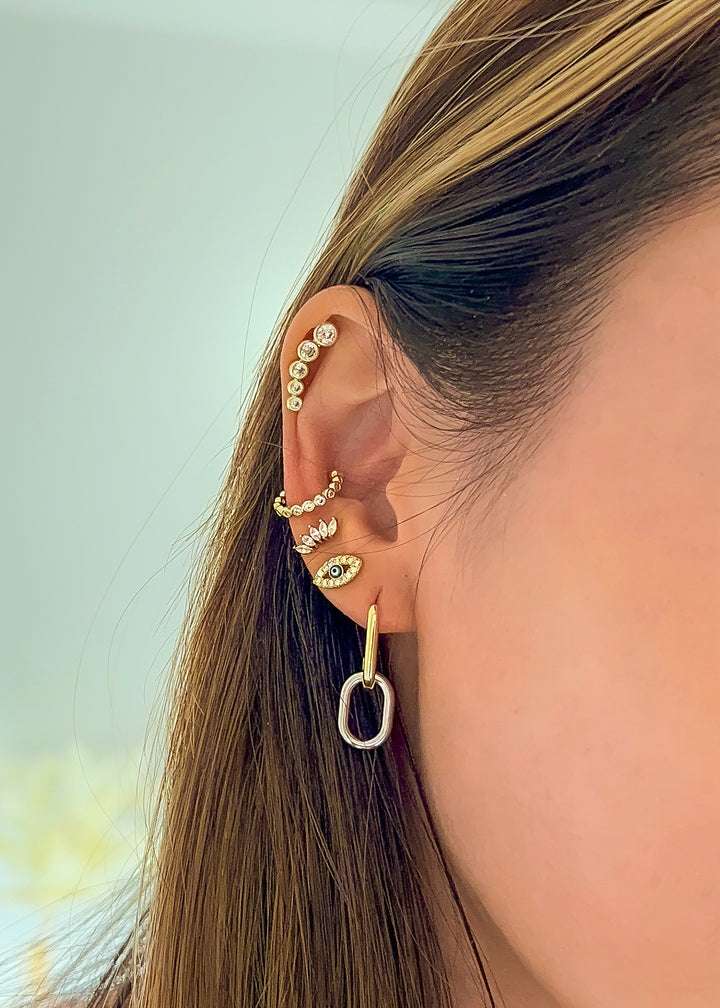 Two Tone Double Hoops - Gold Filled
