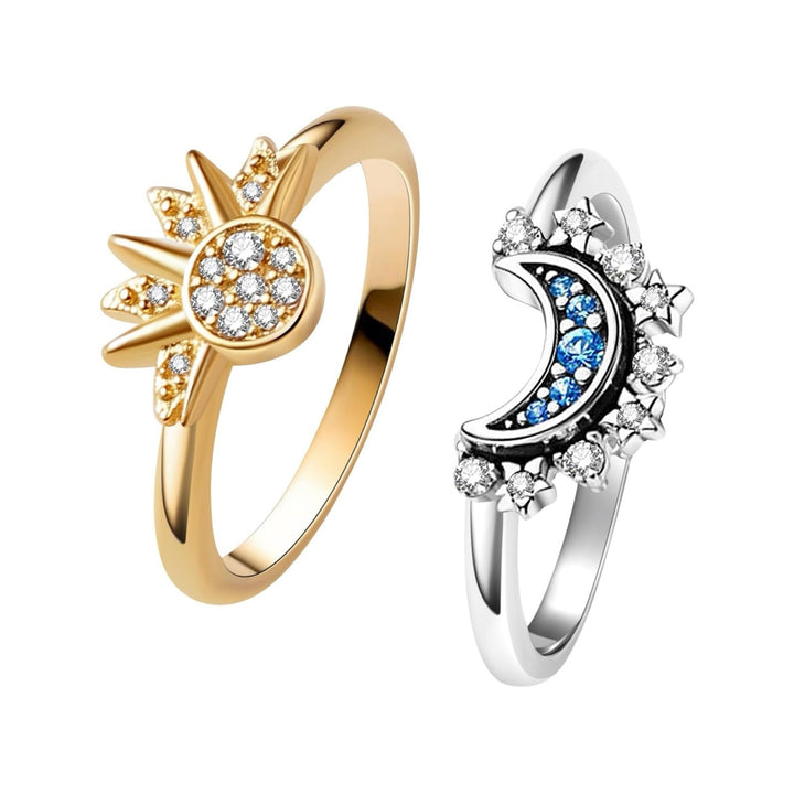 Two tone Sun & Moon Ring Set - Gold Filled