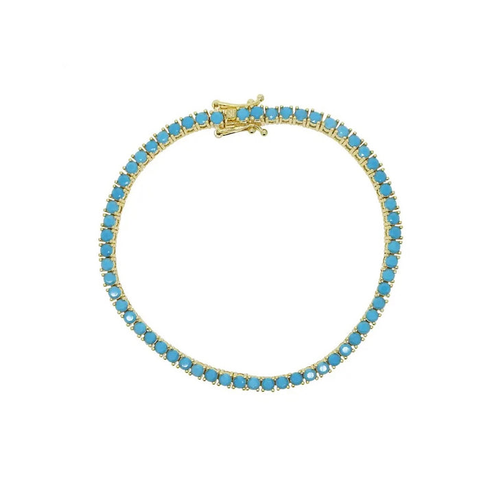 Turquoise Gemstone Tennis Bracelet- Gold Filled