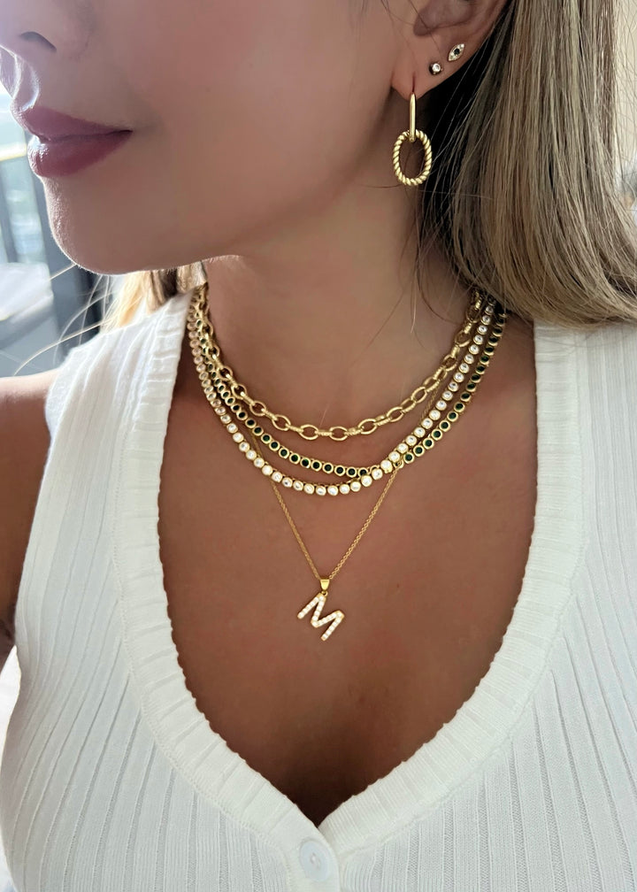 Round Diamond Tennis Chain Necklace - Gold Filled