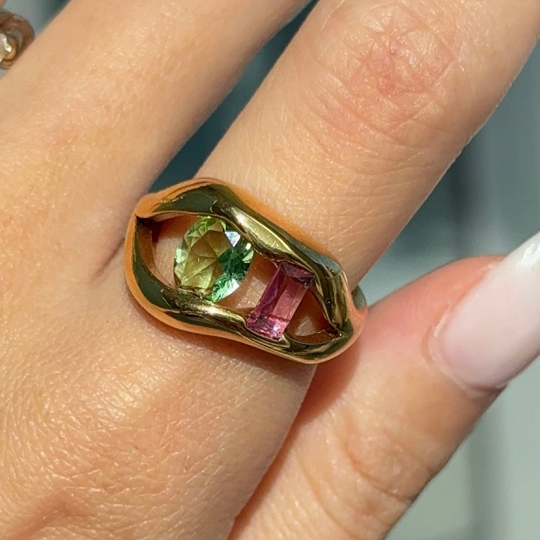 Spring 2 Color Gemstone Ring - Gold Filled