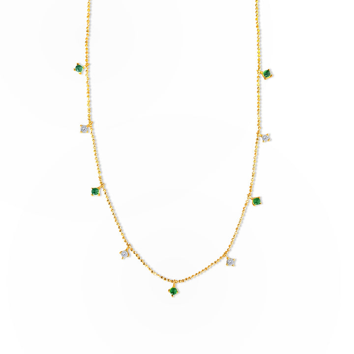 Diamond Dangling Necklace - Gold Filled