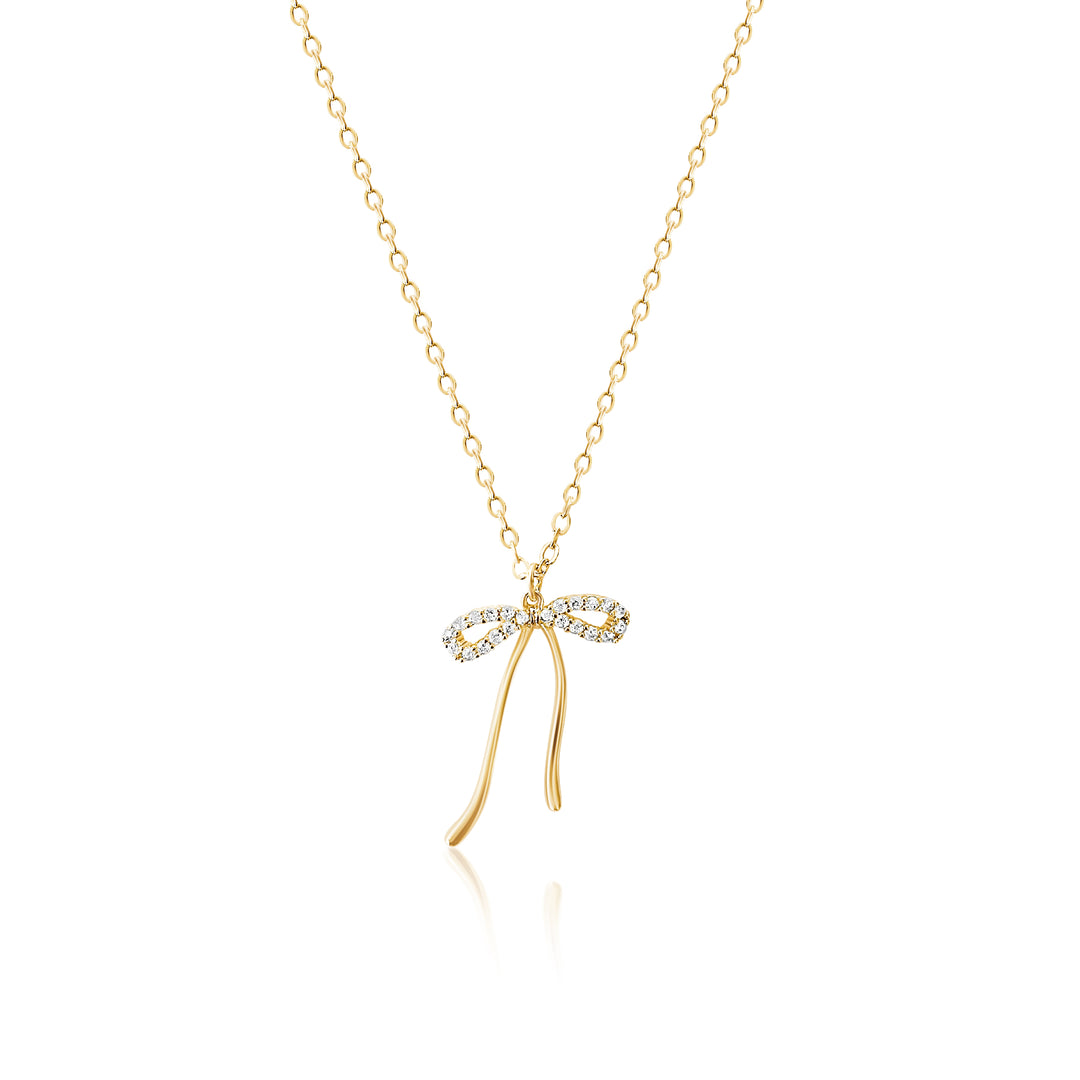 Dainty Bow Necklace - Gold Filled