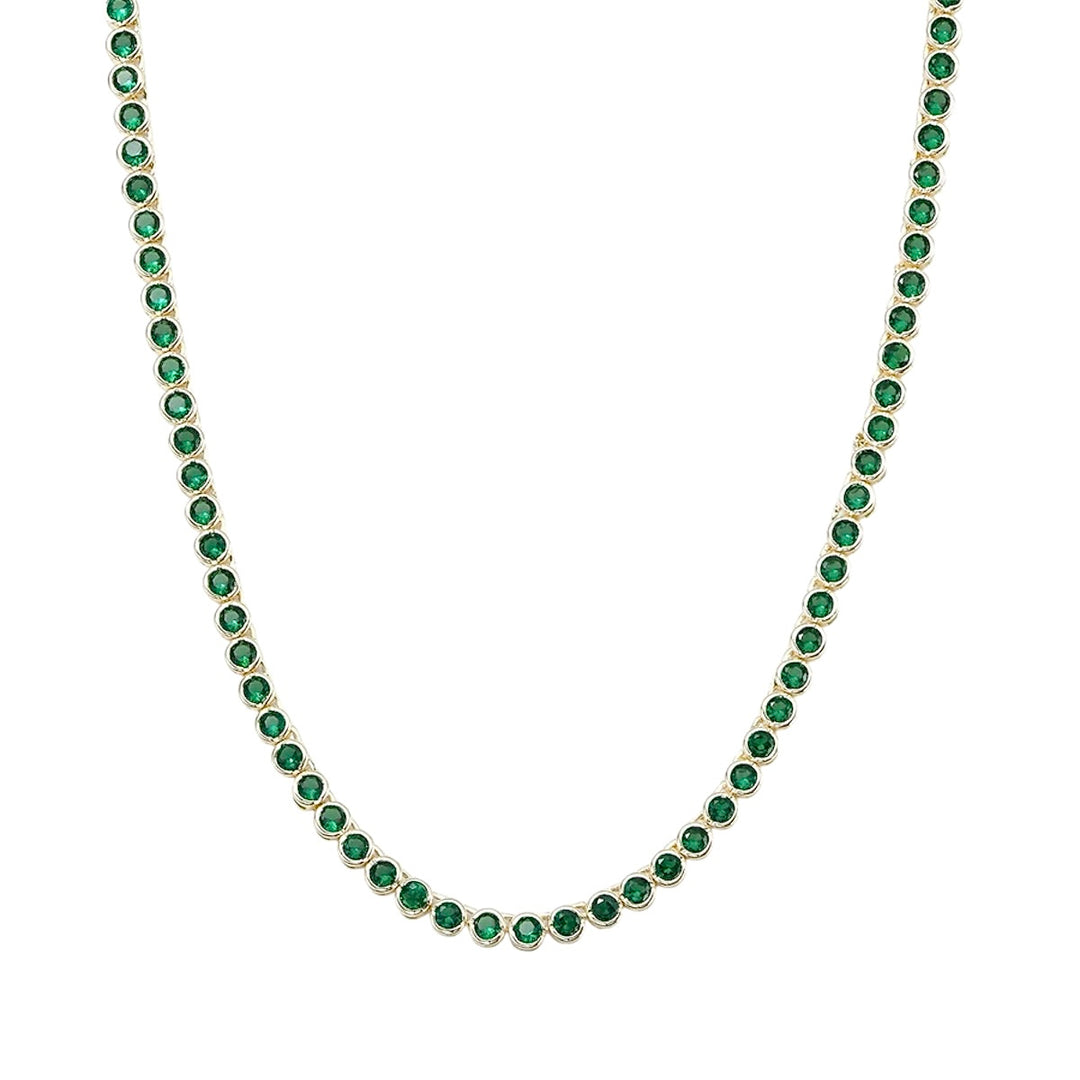 Round Diamond Tennis Chain Necklace - Gold Filled