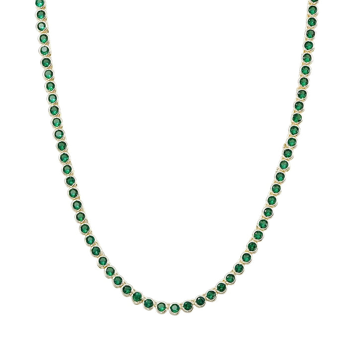 Round Diamond Tennis Chain Necklace - Gold Filled