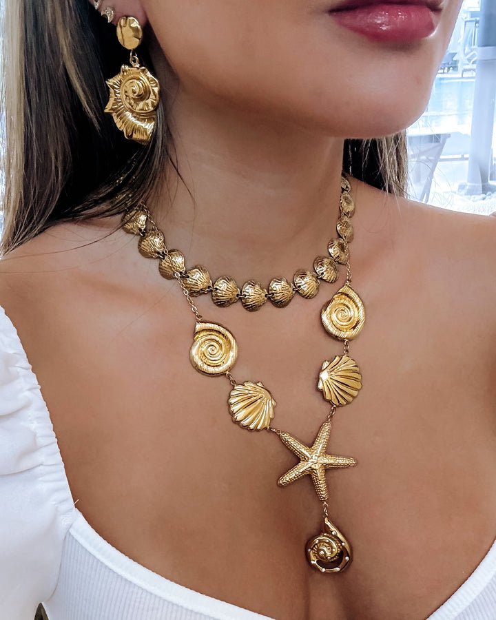 Summer Shell & Seastar Necklace - Gold Filled