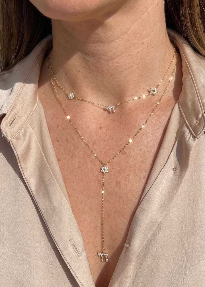 Dainty Star Of David Blessing Necklace Set