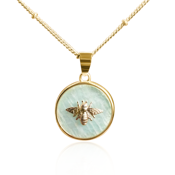 Gemstone Queen Bee Necklace - Gold Filled