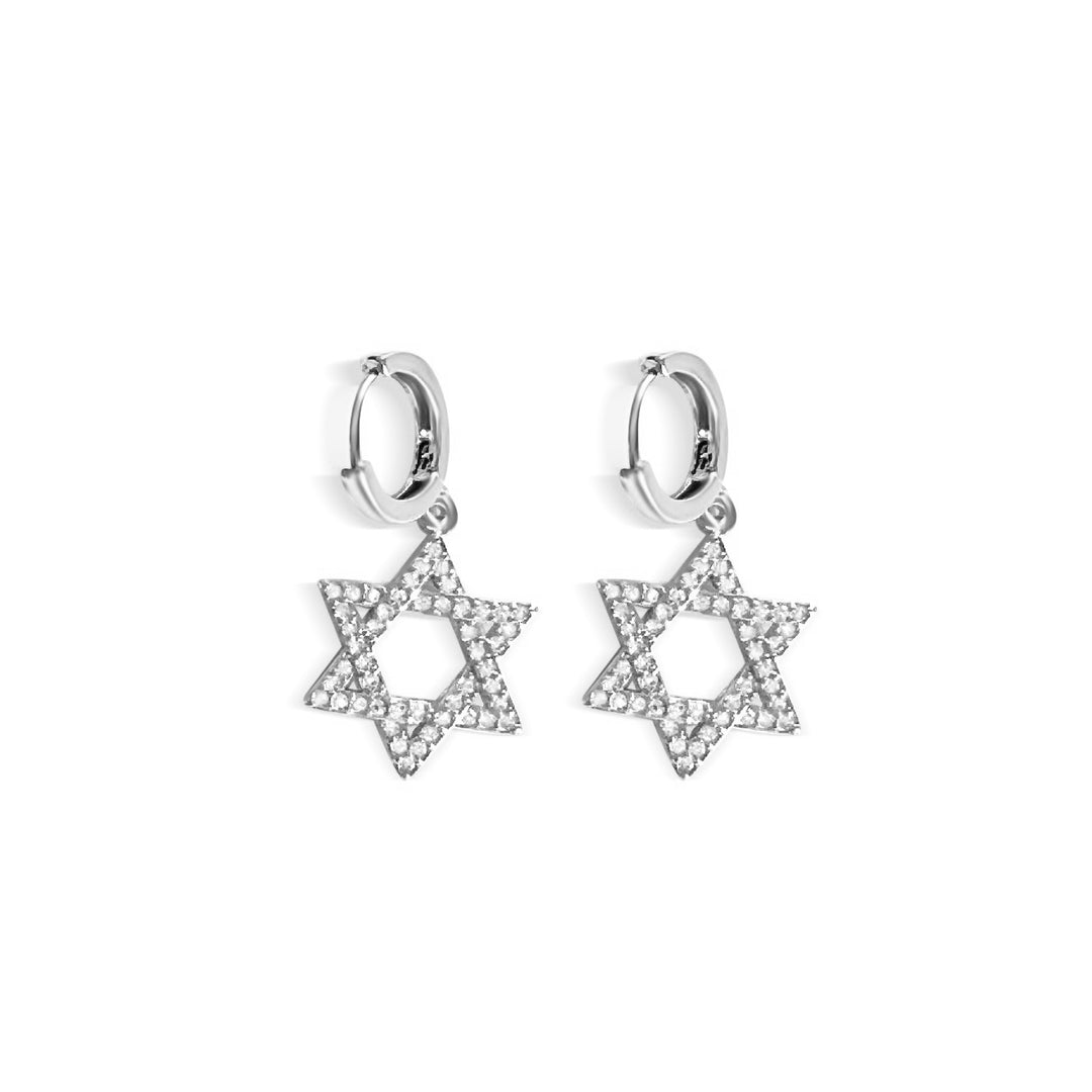 Diamond Star of David Earrings - White Gold