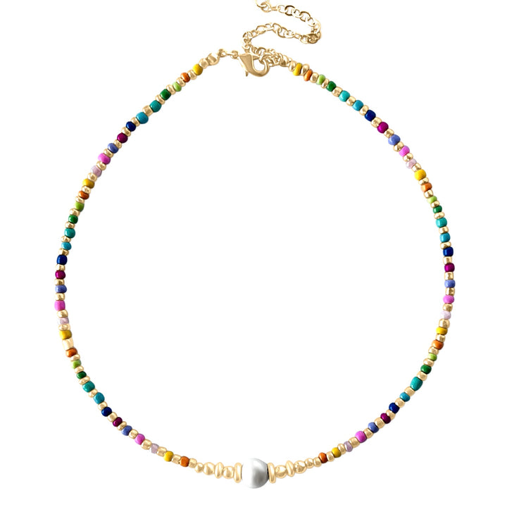Happiness Rainbow Pearl Choker Necklace - Gold Filled