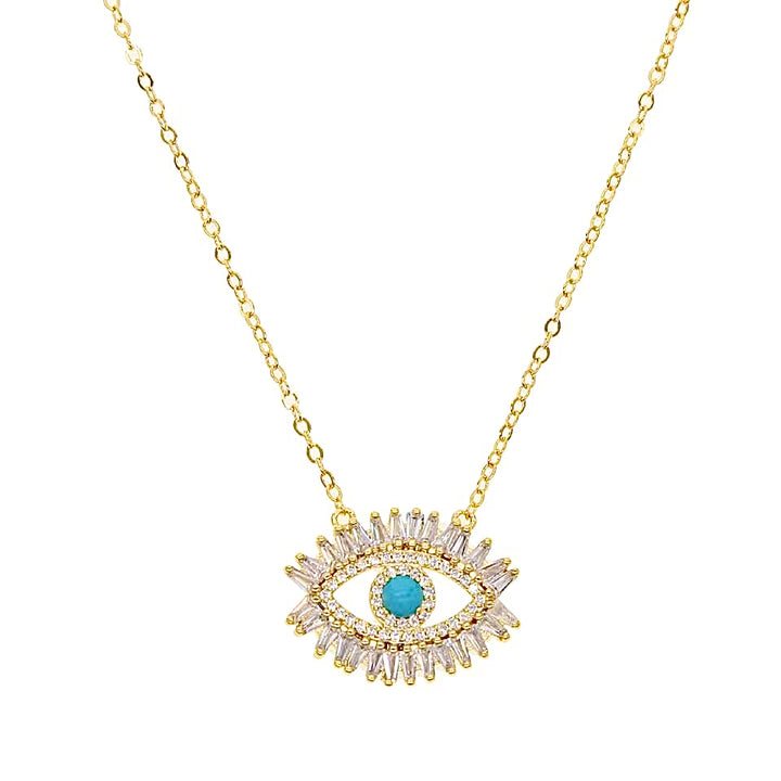 Turquoise Evil Eye Necklace - Gold Filled