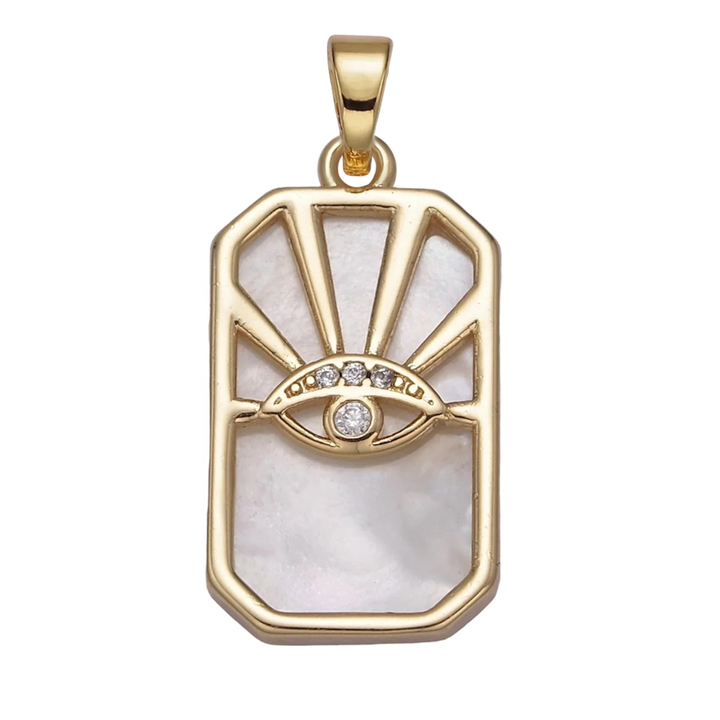Sunburst Gemstone Evil Eye Charm - Gold Filled