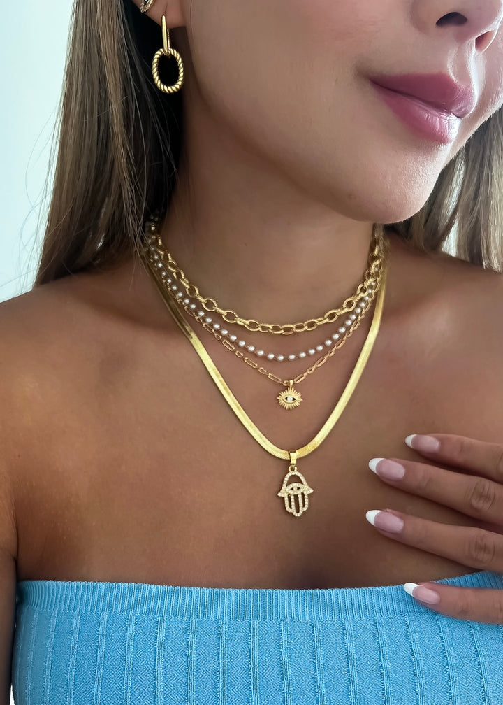 In the Now Gold Hamsa Hand Necklace - Gold Filled