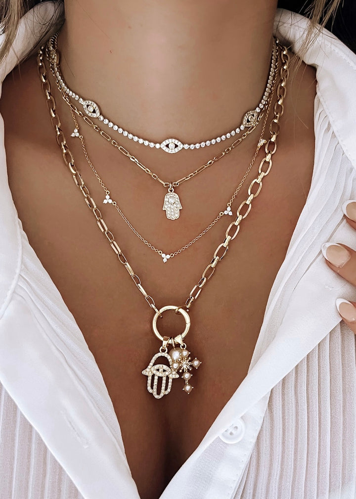 Guiding Hamsa Hand Necklace - Gold Filled