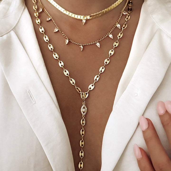 Luna Evil Eye Drop Necklace - Gold Filled