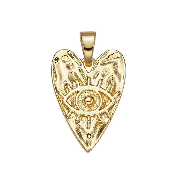 Hammed Heart Evil Eye Charm - Gold Filled