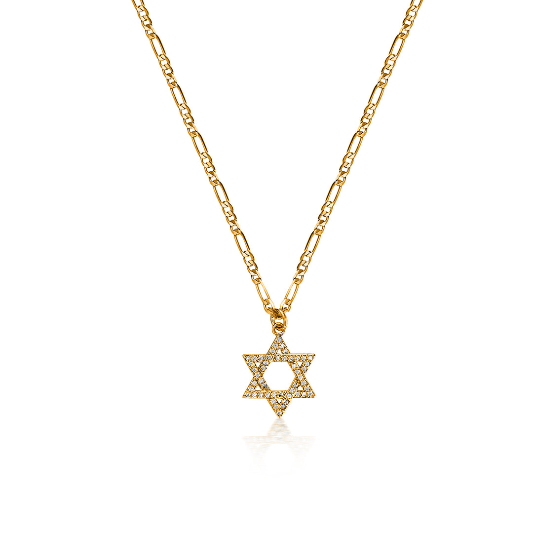 Diamond Star of David Necklace - Gold Filled