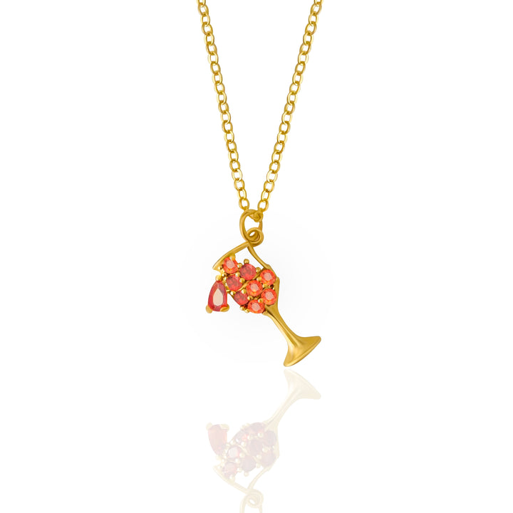Red Wine Lover Necklace - Gold Filled