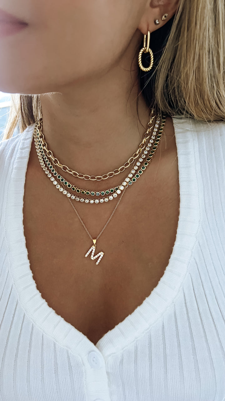 Round Diamond Tennis Chain Necklace - Gold Filled