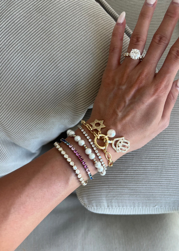 Star of David & Hamsa Hand Bracelet - Gold Filled