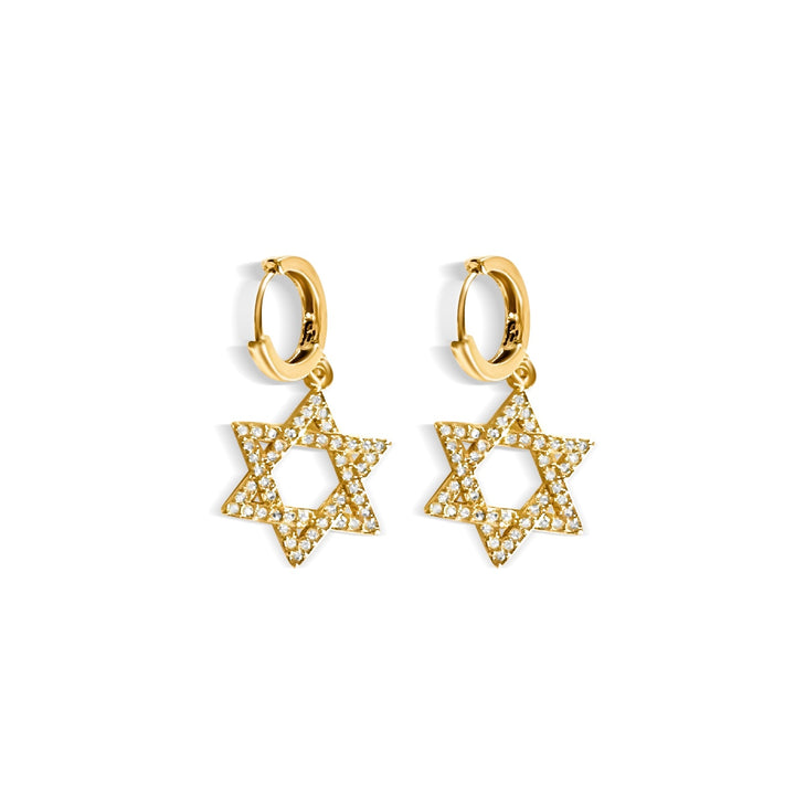 Diamond Star of David Earrings - Gold Filled