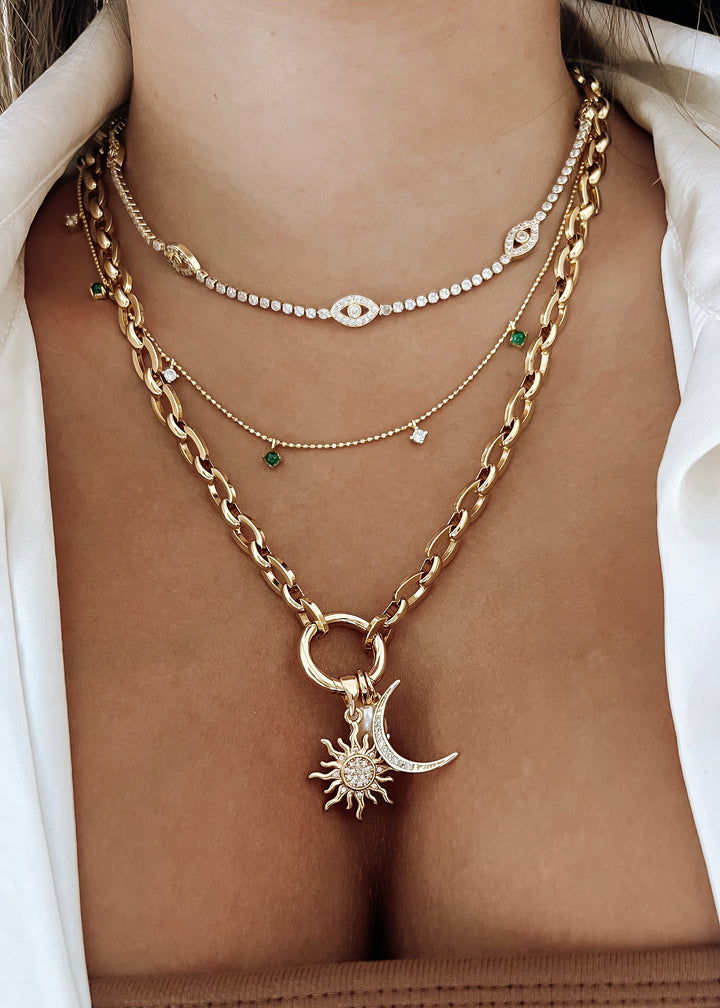 Celestial Light Sun & Moon Charm Necklace